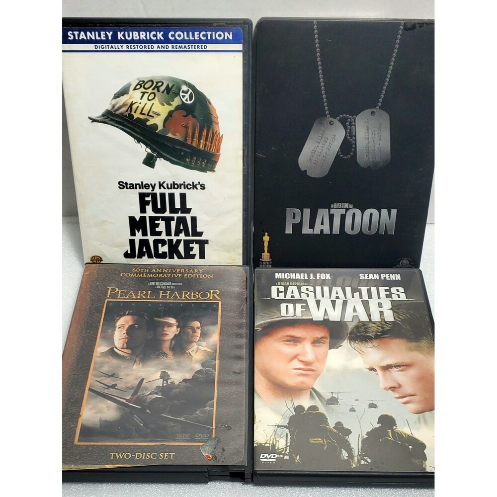 Full Metal Jacket, Platoon (Metal Case), Pearl Harbor, Casualties of War DVD LOT